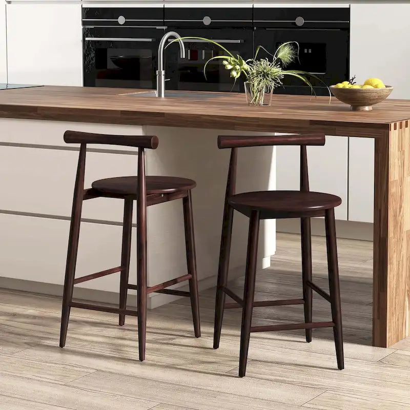 Ensemble de 2 ou 4 tabourets de bar de hauteur comptoir en bois d’acacia