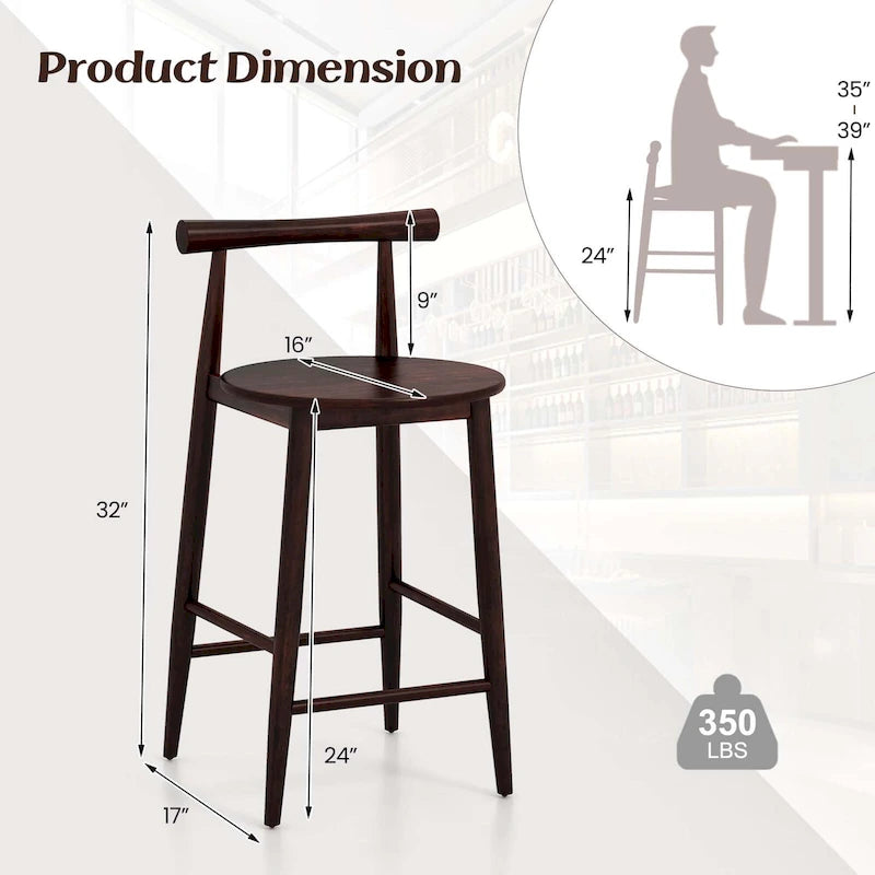 Ensemble de 2 ou 4 tabourets de bar de hauteur comptoir en bois d’acacia