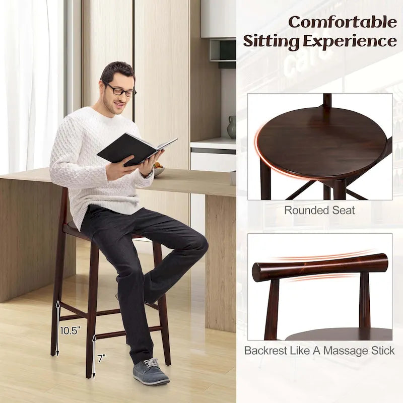 Ensemble de 2 ou 4 tabourets de bar de hauteur comptoir en bois d’acacia