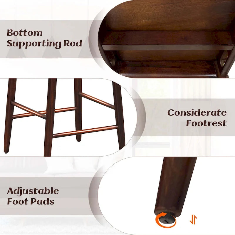 Ensemble de 2 ou 4 tabourets de bar de hauteur comptoir en bois d’acacia