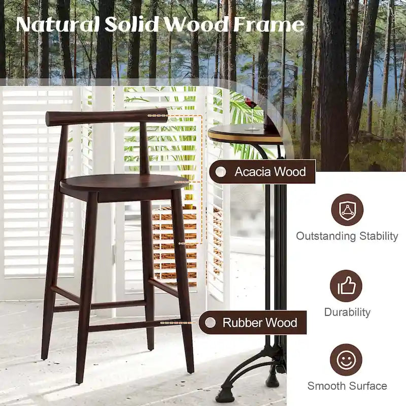 Ensemble de 2 ou 4 tabourets de bar de hauteur comptoir en bois d’acacia