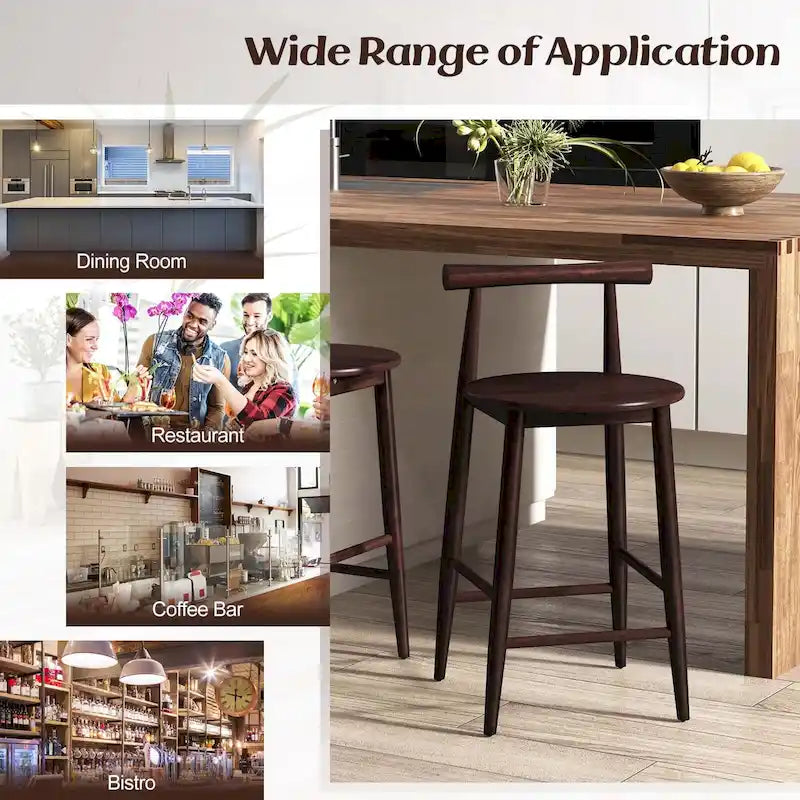 Ensemble de 2 ou 4 tabourets de bar de hauteur comptoir en bois d’acacia