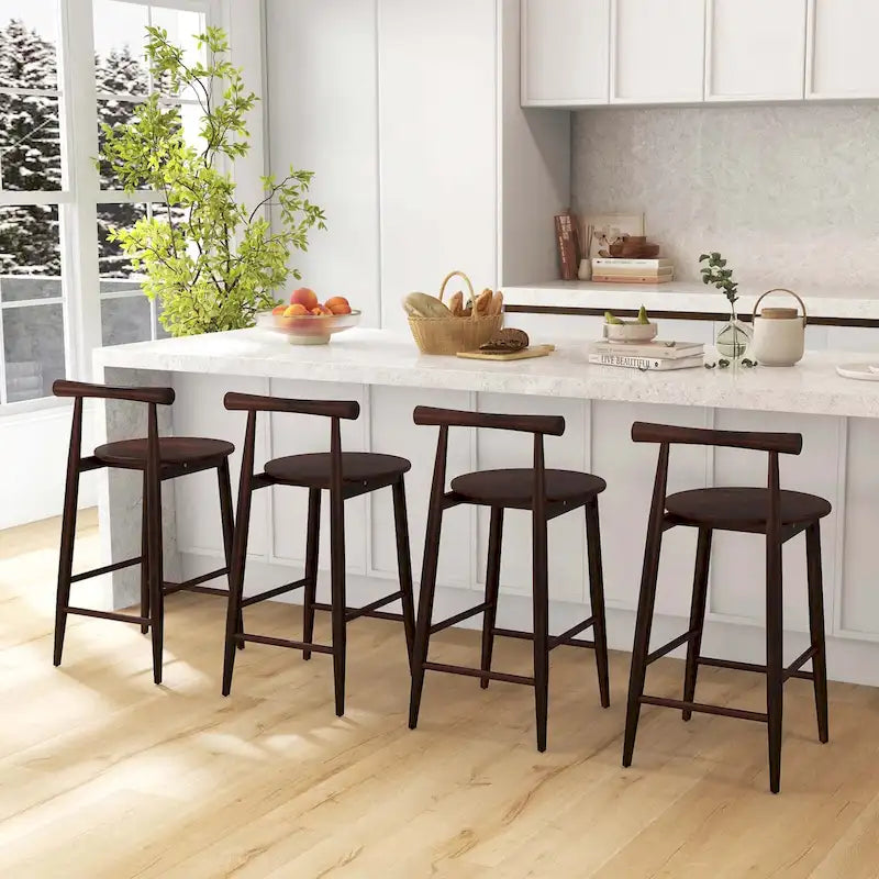 Ensemble de 2 ou 4 tabourets de bar de hauteur comptoir en bois d’acacia