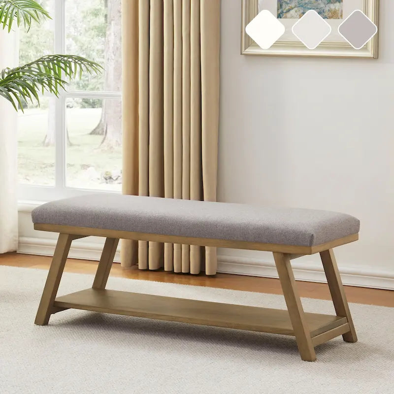 Schuhbank aus Massivholz mit Sitzkissen für den Eingangsbereich
