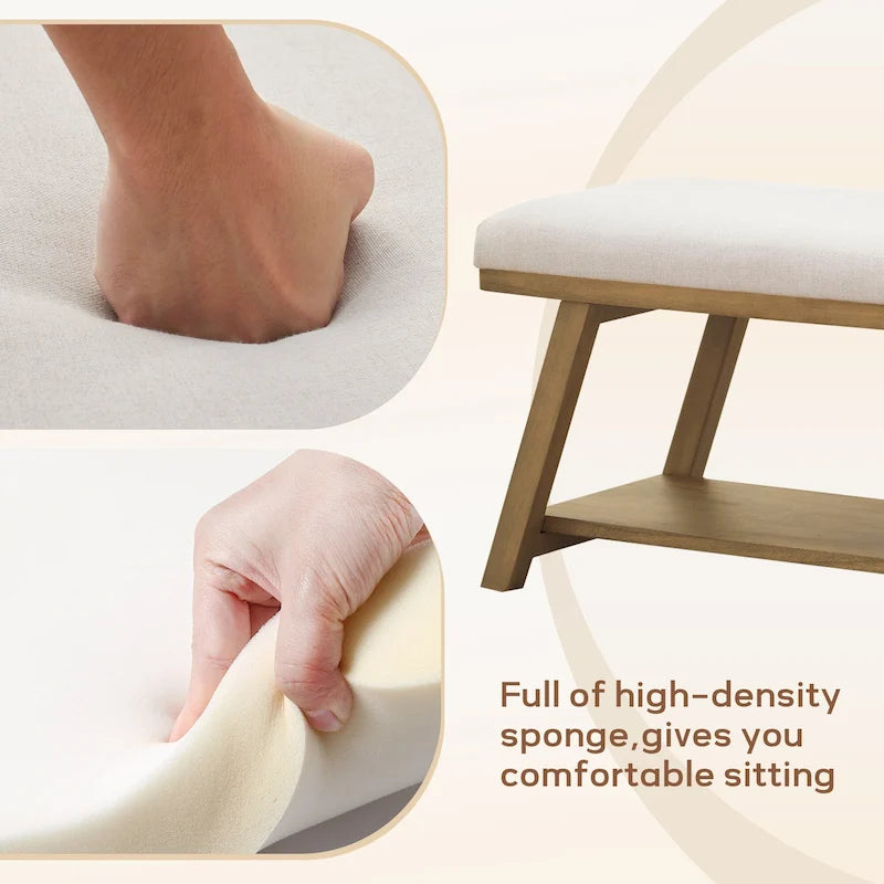 Schuhbank aus Massivholz mit Sitzkissen für den Eingangsbereich