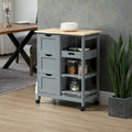 Rolling Kitchen Island Cart with Wood Top, Shelves & Drawers