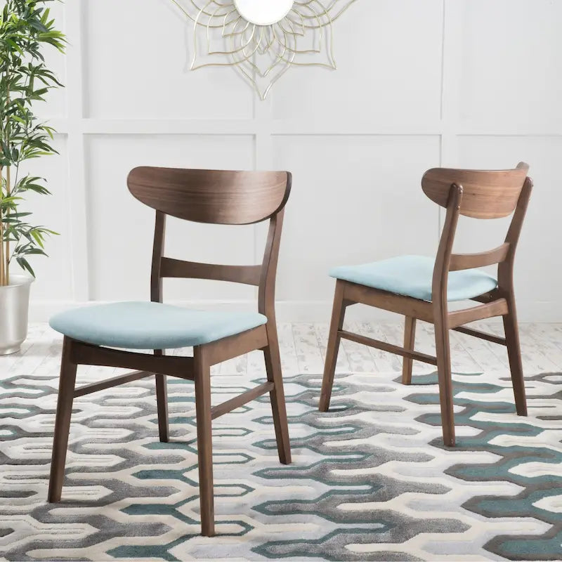 Chaises de salle à manger rembourrées en bois d’hévéa, de style moderne mi-siècle, ensemble de 2