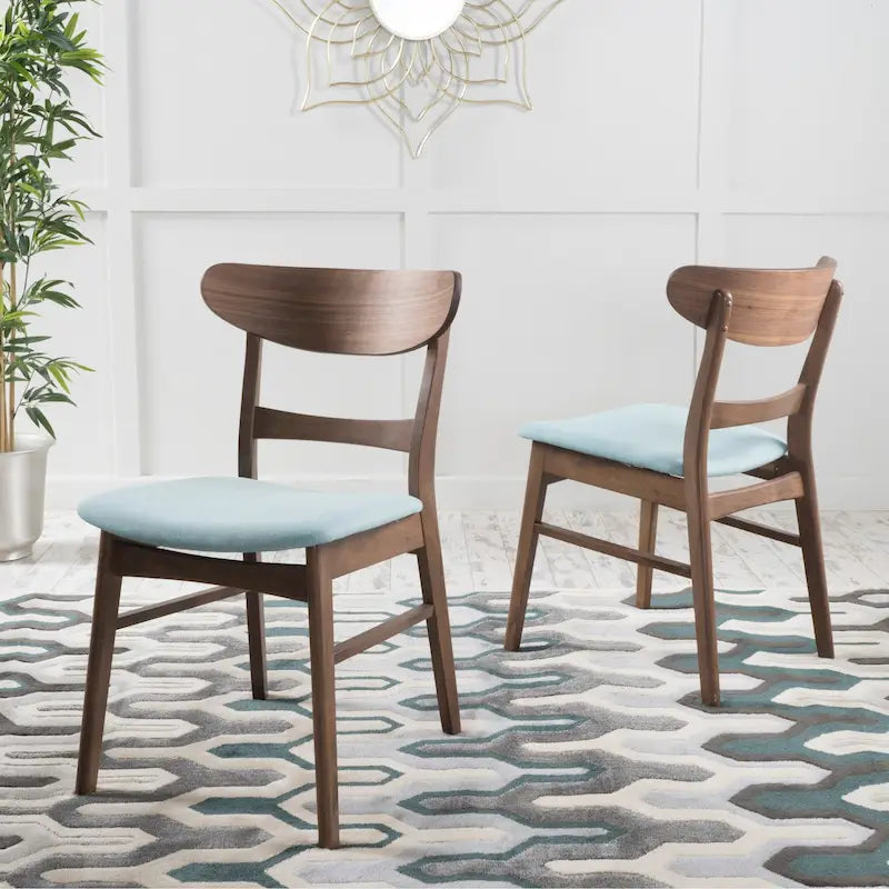 Chaises de salle à manger rembourrées en bois d’hévéa, de style moderne mi-siècle, ensemble de 2