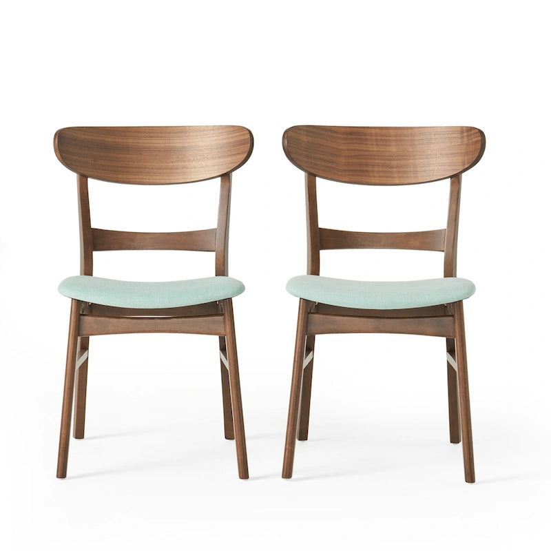 Chaises de salle à manger rembourrées en bois d’hévéa, de style moderne mi-siècle, ensemble de 2