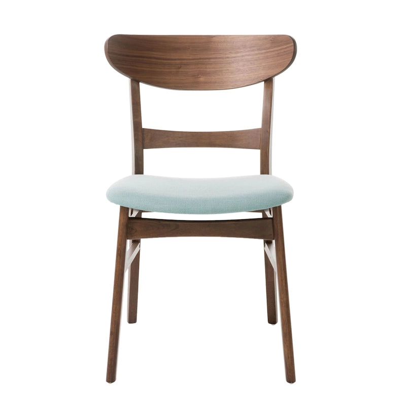 Chaises de salle à manger rembourrées en bois d’hévéa, de style moderne mi-siècle, ensemble de 2