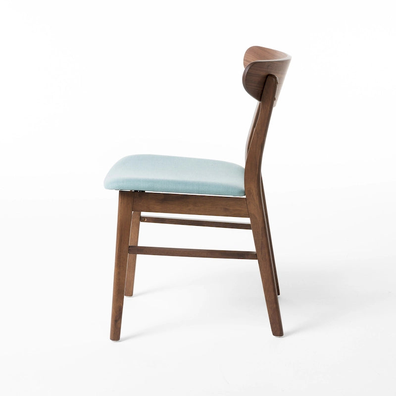 Chaises de salle à manger rembourrées en bois d’hévéa, de style moderne mi-siècle, ensemble de 2