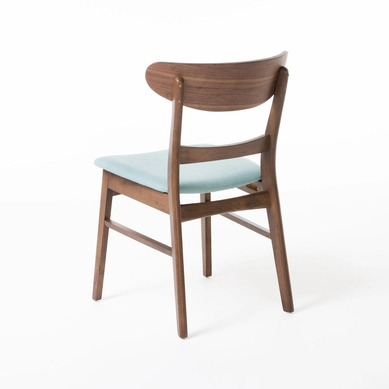 Chaises de salle à manger rembourrées en bois d’hévéa, de style moderne mi-siècle, ensemble de 2