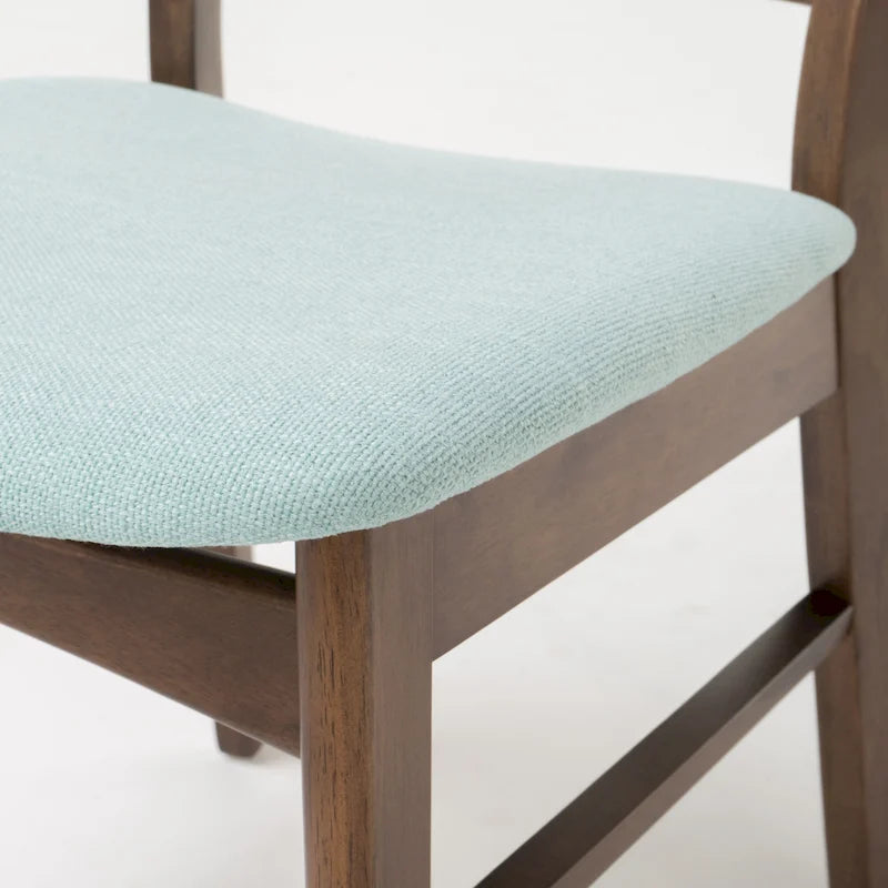 Chaises de salle à manger rembourrées en bois d’hévéa, de style moderne mi-siècle, ensemble de 2
