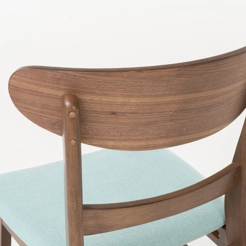Chaises de salle à manger rembourrées en bois d’hévéa, de style moderne mi-siècle, ensemble de 2