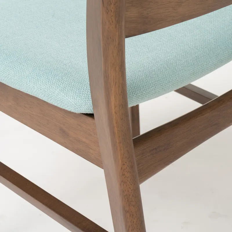Chaises de salle à manger rembourrées en bois d’hévéa, de style moderne mi-siècle, ensemble de 2