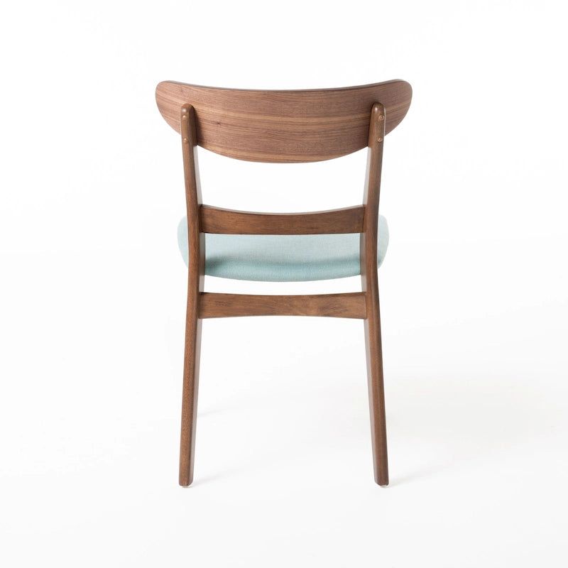 Chaises de salle à manger rembourrées en bois d’hévéa, de style moderne mi-siècle, ensemble de 2