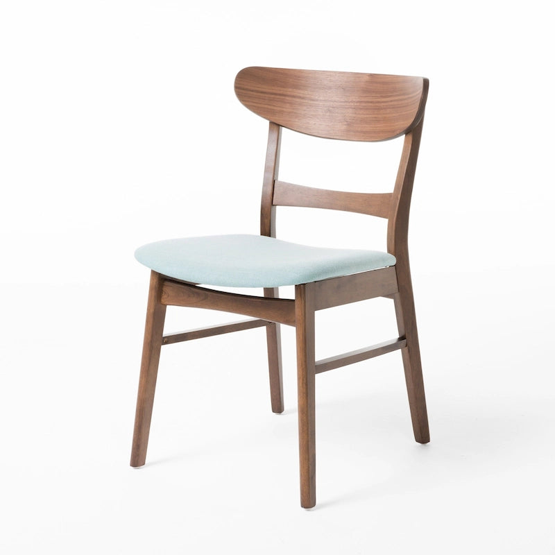 Chaises de salle à manger rembourrées en bois d’hévéa, de style moderne mi-siècle, ensemble de 2