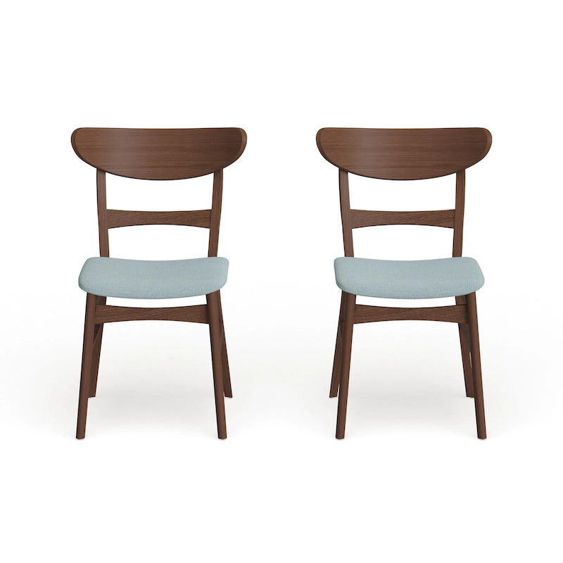 Chaises de salle à manger rembourrées en bois d’hévéa, de style moderne mi-siècle, ensemble de 2