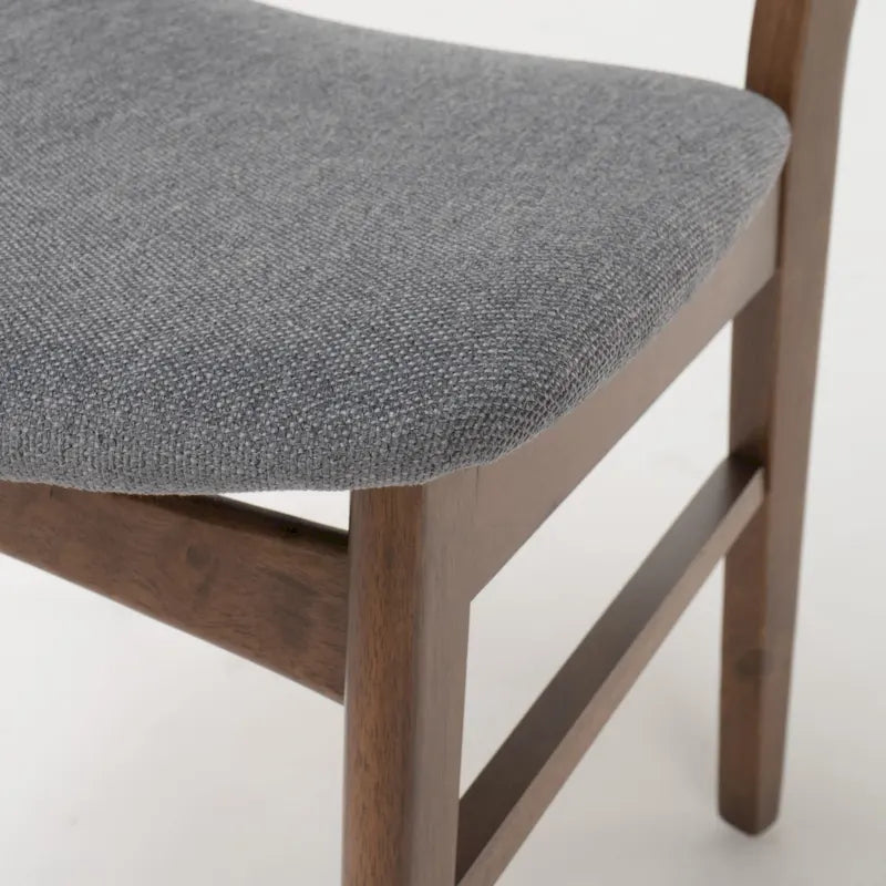 Chaises de salle à manger rembourrées en bois d’hévéa, de style moderne mi-siècle, ensemble de 2