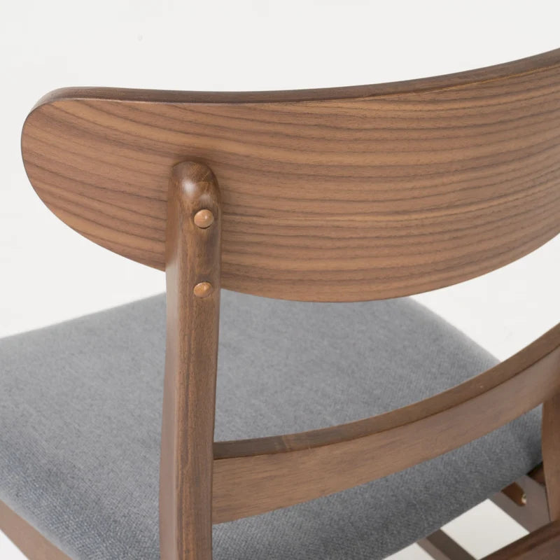 Chaises de salle à manger rembourrées en bois d’hévéa, de style moderne mi-siècle, ensemble de 2