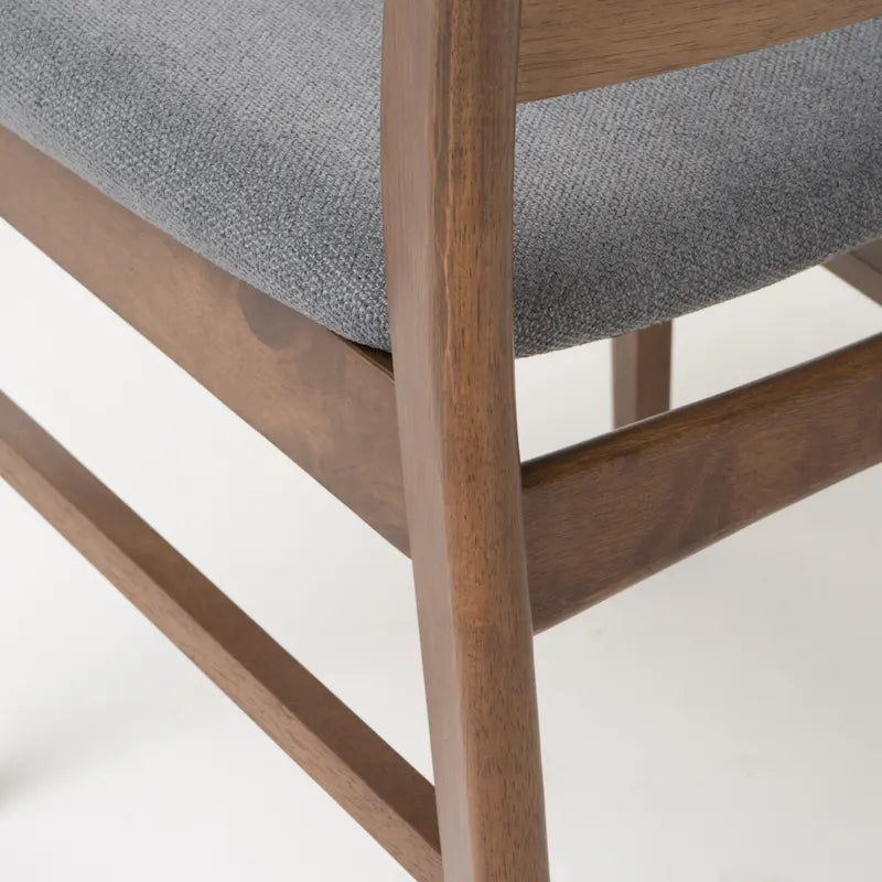 Chaises de salle à manger rembourrées en bois d’hévéa, de style moderne mi-siècle, ensemble de 2