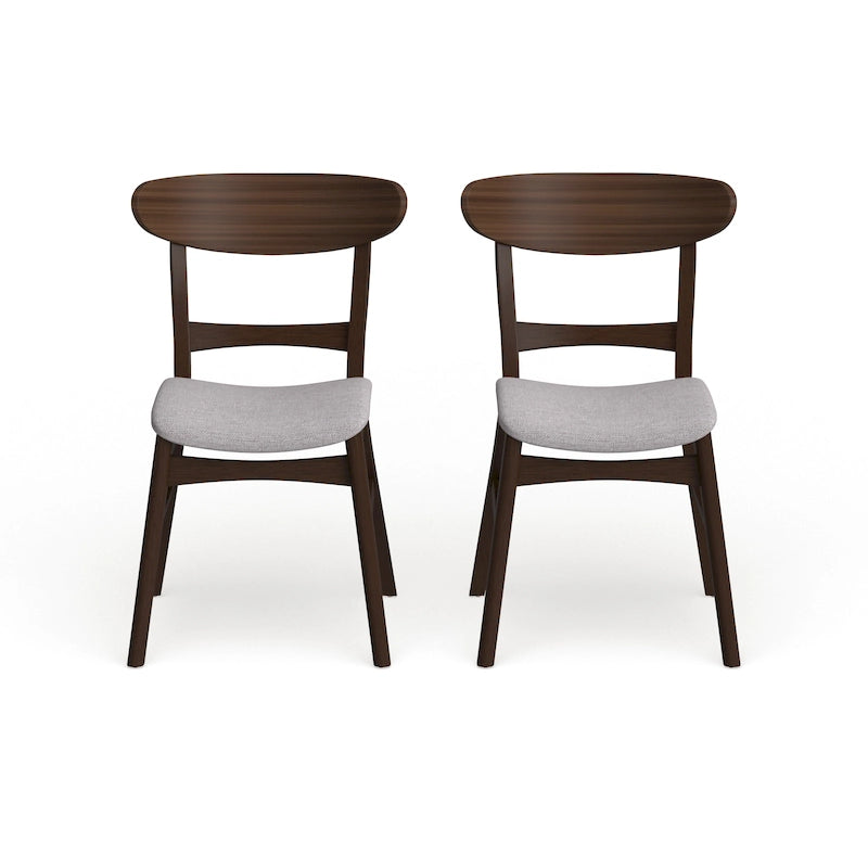 Chaises de salle à manger rembourrées en bois d’hévéa, de style moderne mi-siècle, ensemble de 2