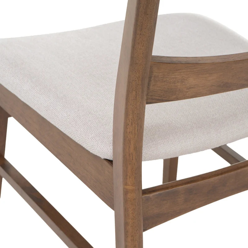 Chaises de salle à manger rembourrées en bois d’hévéa, de style moderne mi-siècle, ensemble de 2
