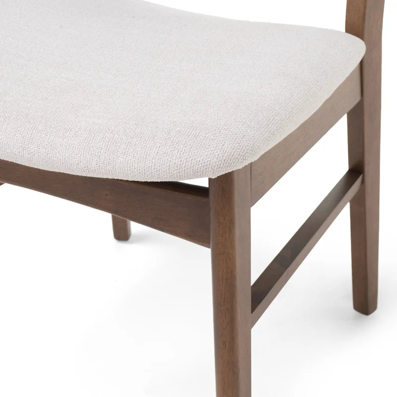 Chaises de salle à manger rembourrées en bois d’hévéa, de style moderne mi-siècle, ensemble de 2