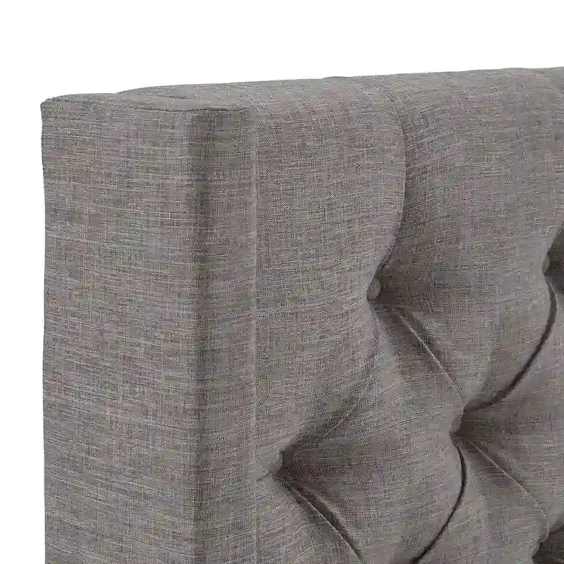 Kopfteil für Kingsize-Bett mit Wingback-Design, Knopfheftung und Leinenbezug