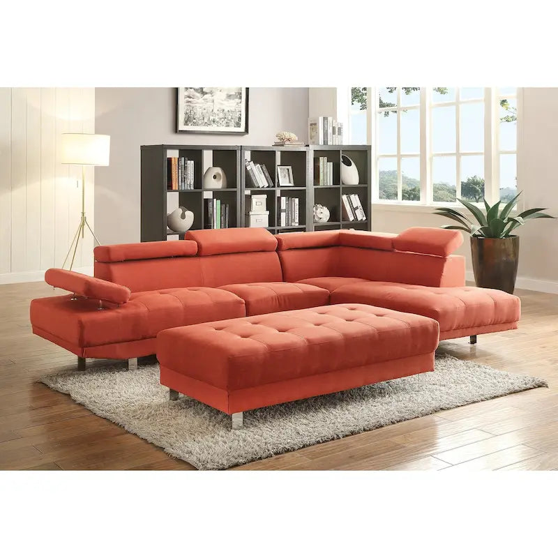 Pouf contemporaneo imbottito in lino