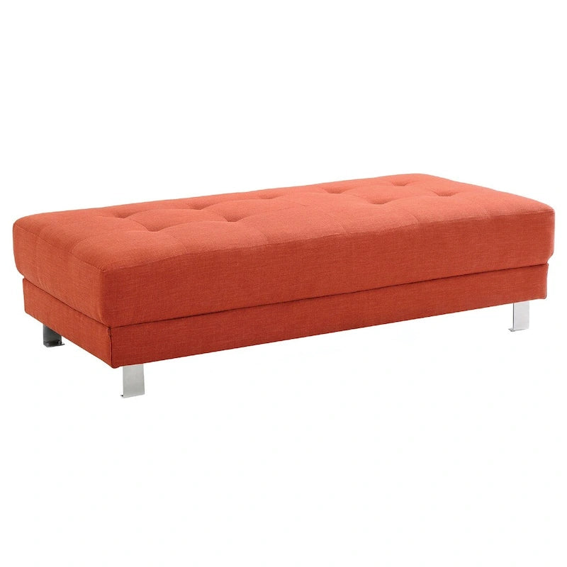 Pouf contemporaneo imbottito in lino