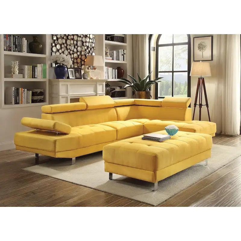 Pouf contemporaneo imbottito in lino