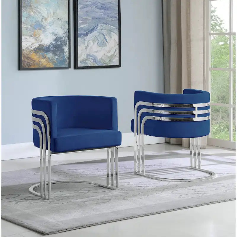 Velvet Accent Chair with Chrome Base
