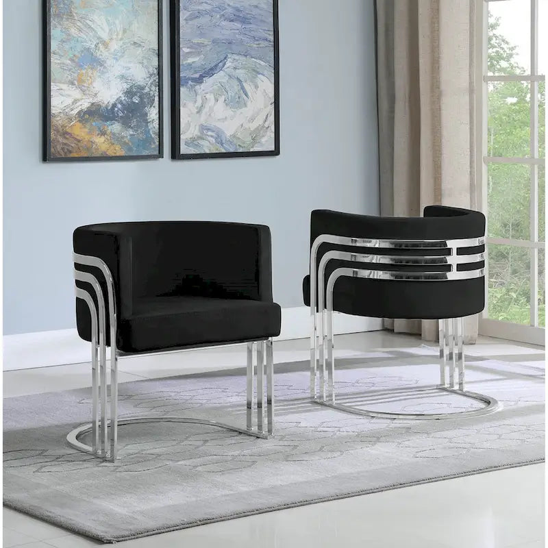 Velvet Accent Chair with Chrome Base