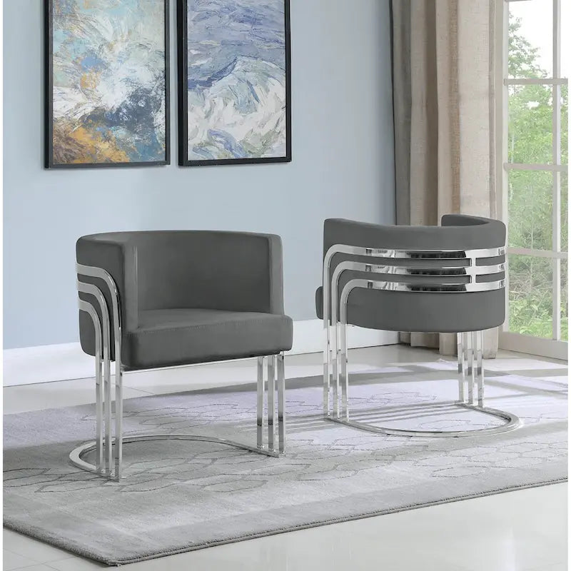 Velvet Accent Chair with Chrome Base