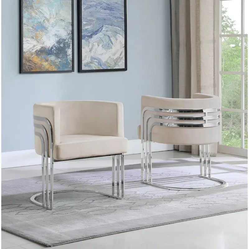 Velvet Accent Chair with Chrome Base