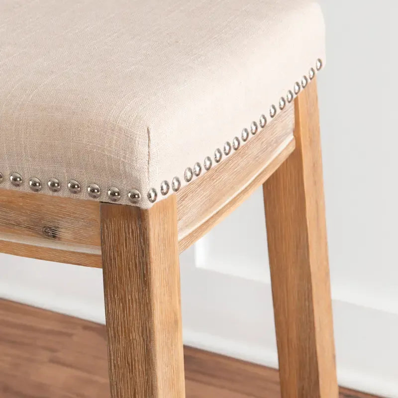 Tabouret de bar sans dossier de 26" rembourré avec clous décoratifs