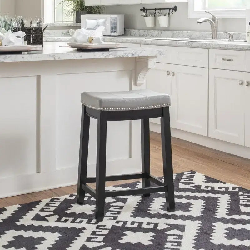 Tabouret de bar sans dossier de 26" rembourré avec clous décoratifs