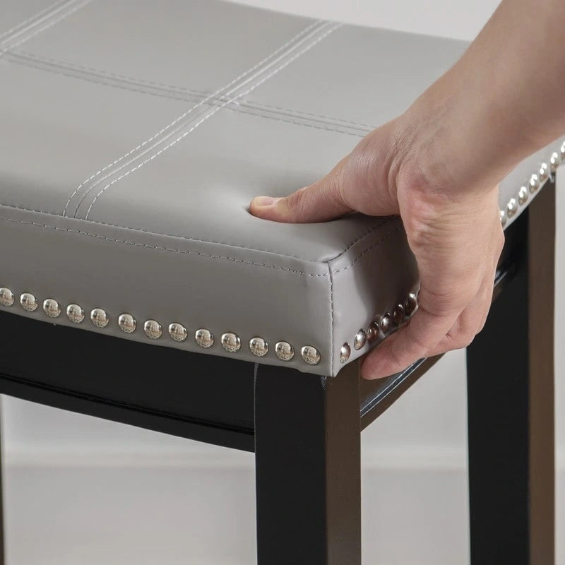 Tabouret de bar sans dossier de 26" rembourré avec clous décoratifs