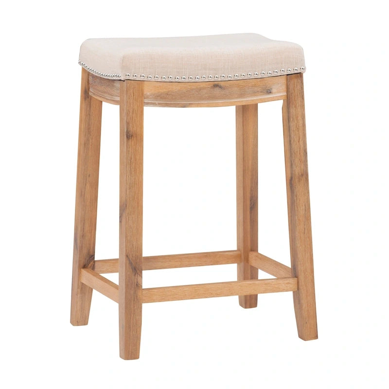 Tabouret de bar sans dossier de 26" rembourré avec clous décoratifs