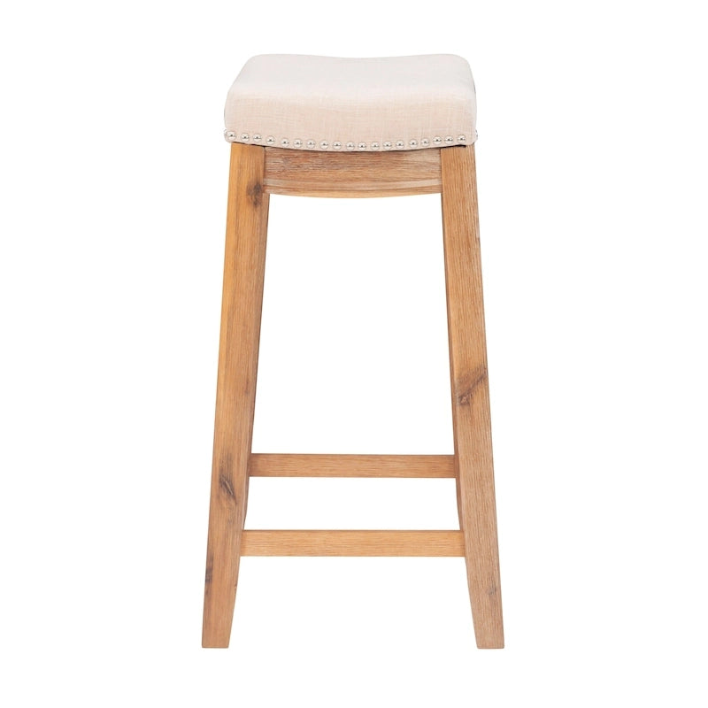Tabouret de bar sans dossier de 26" rembourré avec clous décoratifs
