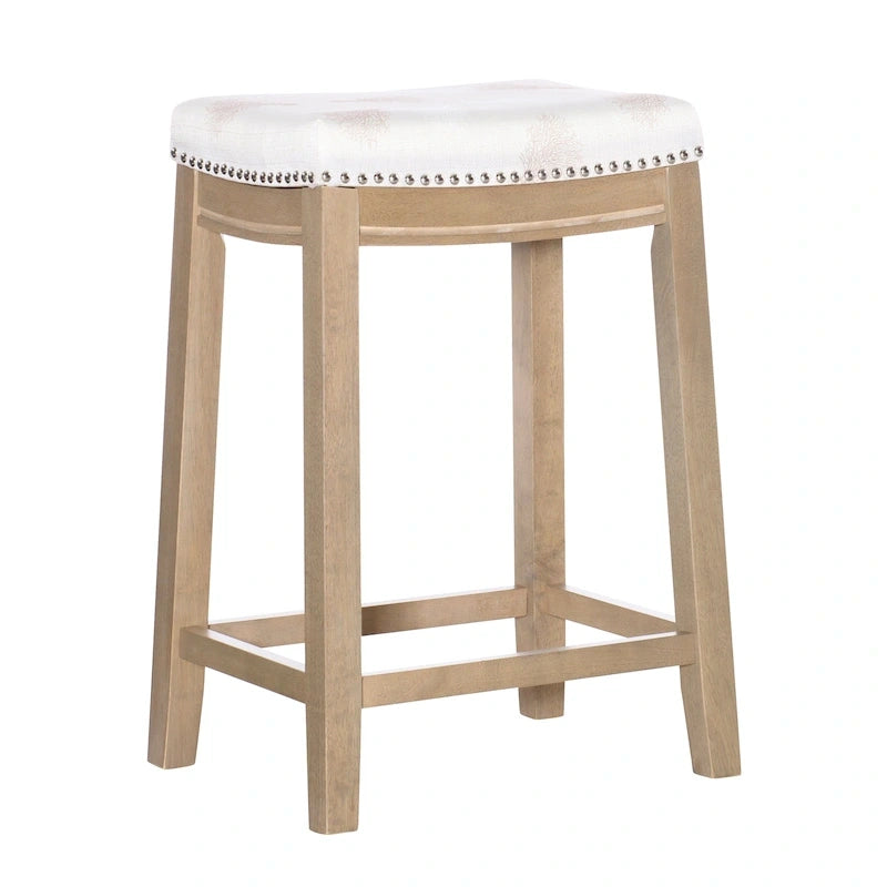 Tabouret de bar sans dossier de 26" rembourré avec clous décoratifs