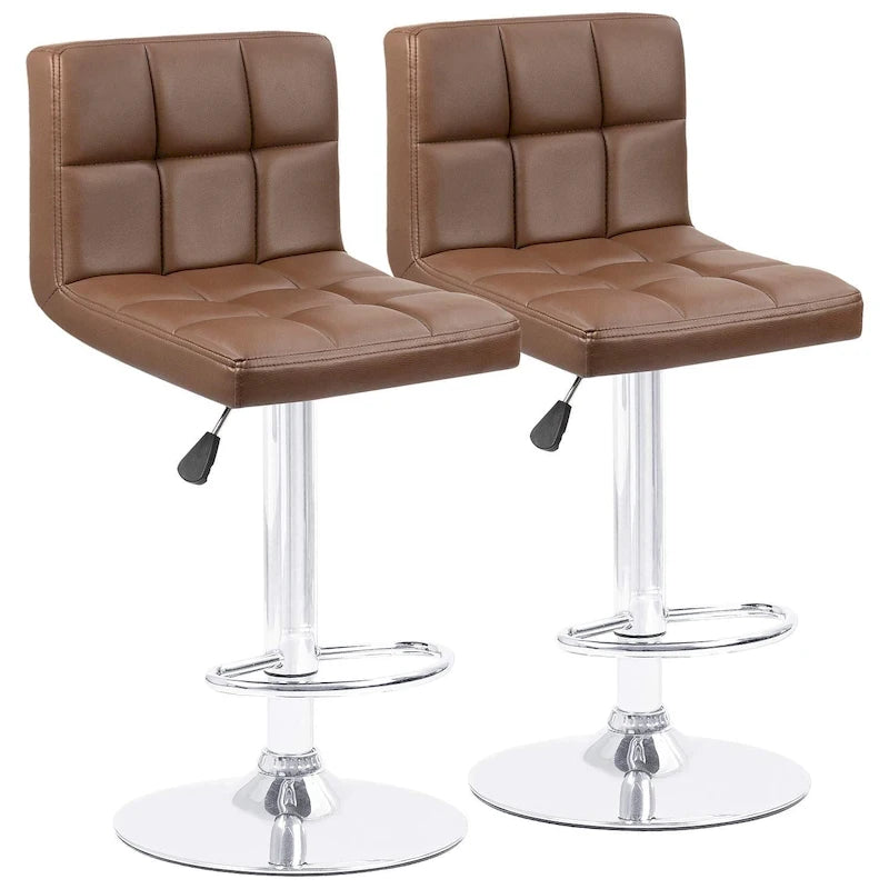 Tabourets de bar pivotants réglables sans accoudoirs en similicuir PU, ensemble de 2