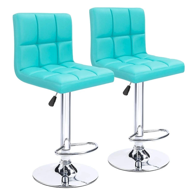 Tabourets de bar pivotants réglables sans accoudoirs en similicuir PU, ensemble de 2