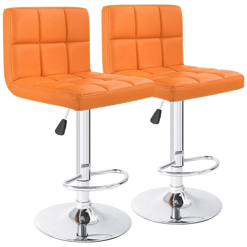 Tabourets de bar pivotants réglables sans accoudoirs en similicuir PU, ensemble de 2