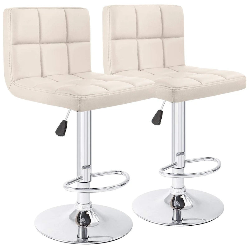 Tabourets de bar pivotants réglables sans accoudoirs en similicuir PU, ensemble de 2