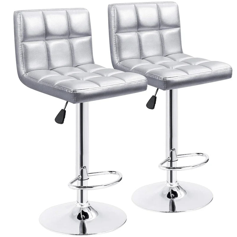 Tabourets de bar pivotants réglables sans accoudoirs en similicuir PU, ensemble de 2