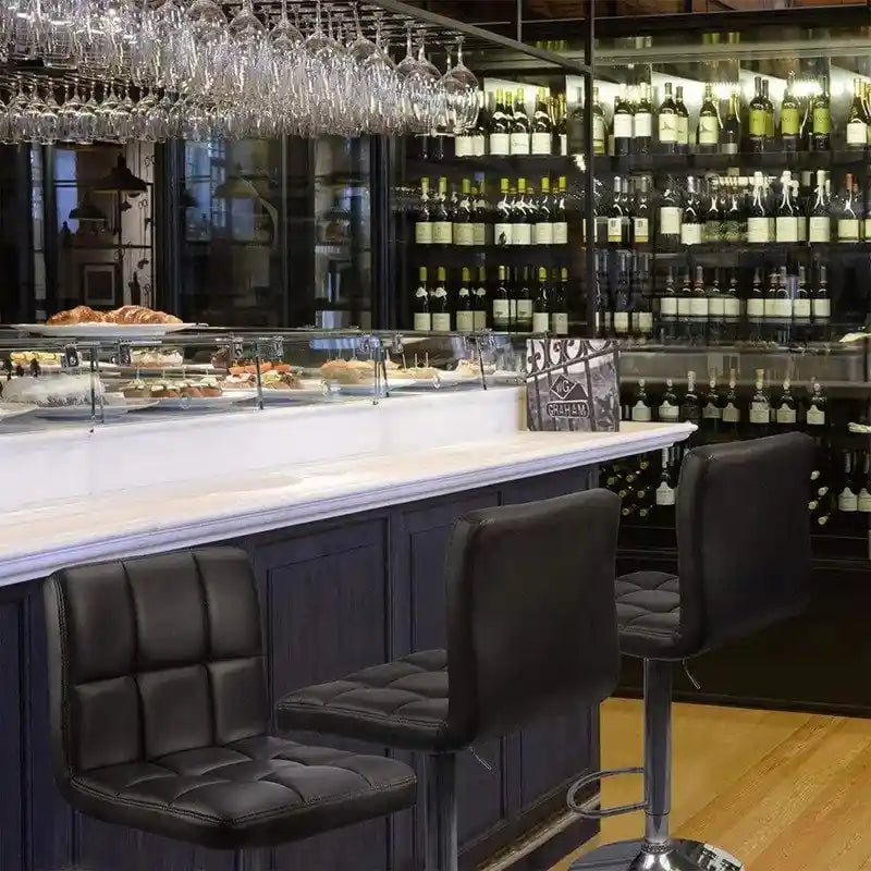 Tabourets de bar pivotants réglables sans accoudoirs en similicuir PU, ensemble de 2