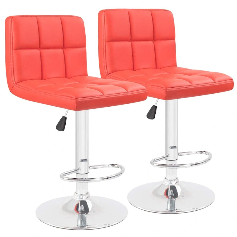 Tabourets de bar pivotants réglables sans accoudoirs en similicuir PU, ensemble de 2