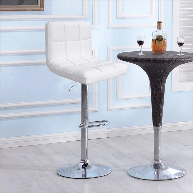 Tabourets de bar pivotants réglables sans accoudoirs en similicuir PU, ensemble de 2